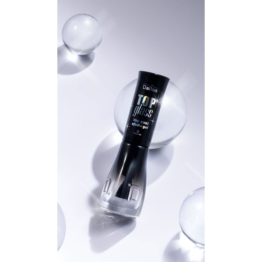 Top Coat Glass Dailus | Efeito Gel e Brilho Espelhado