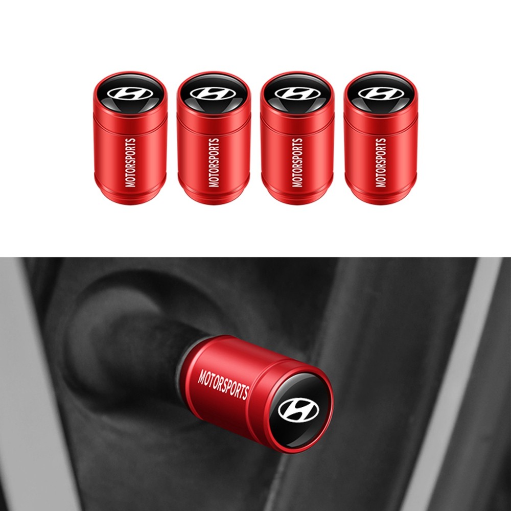 4 Pçs Tampas Da Válvula Do Pneu De Carro Emblema Metal Tampa Caso Poeira Cobre Acessórios Para Hyund