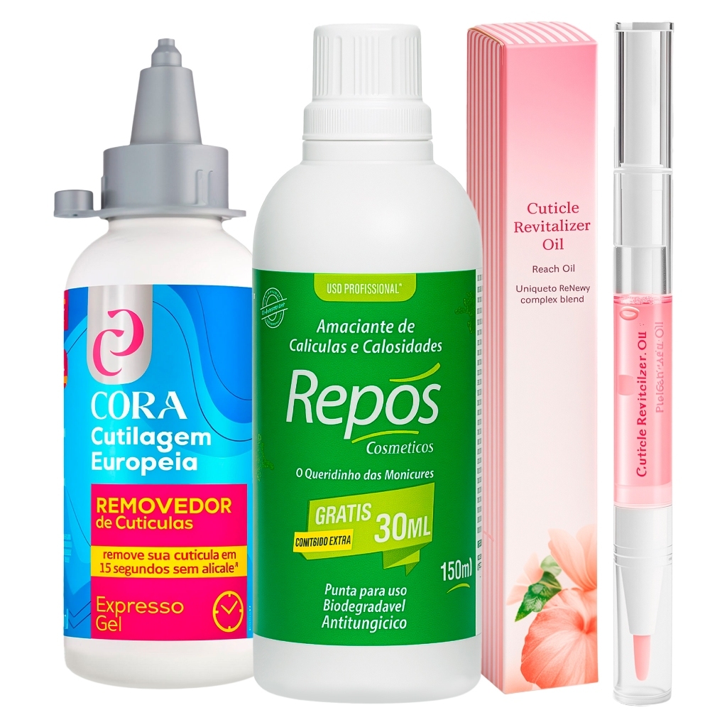 Kit Removedor Cutículas Cora Gel 15s Com Caneta Hidratante Cutícula Tratamento Rápido Unhas