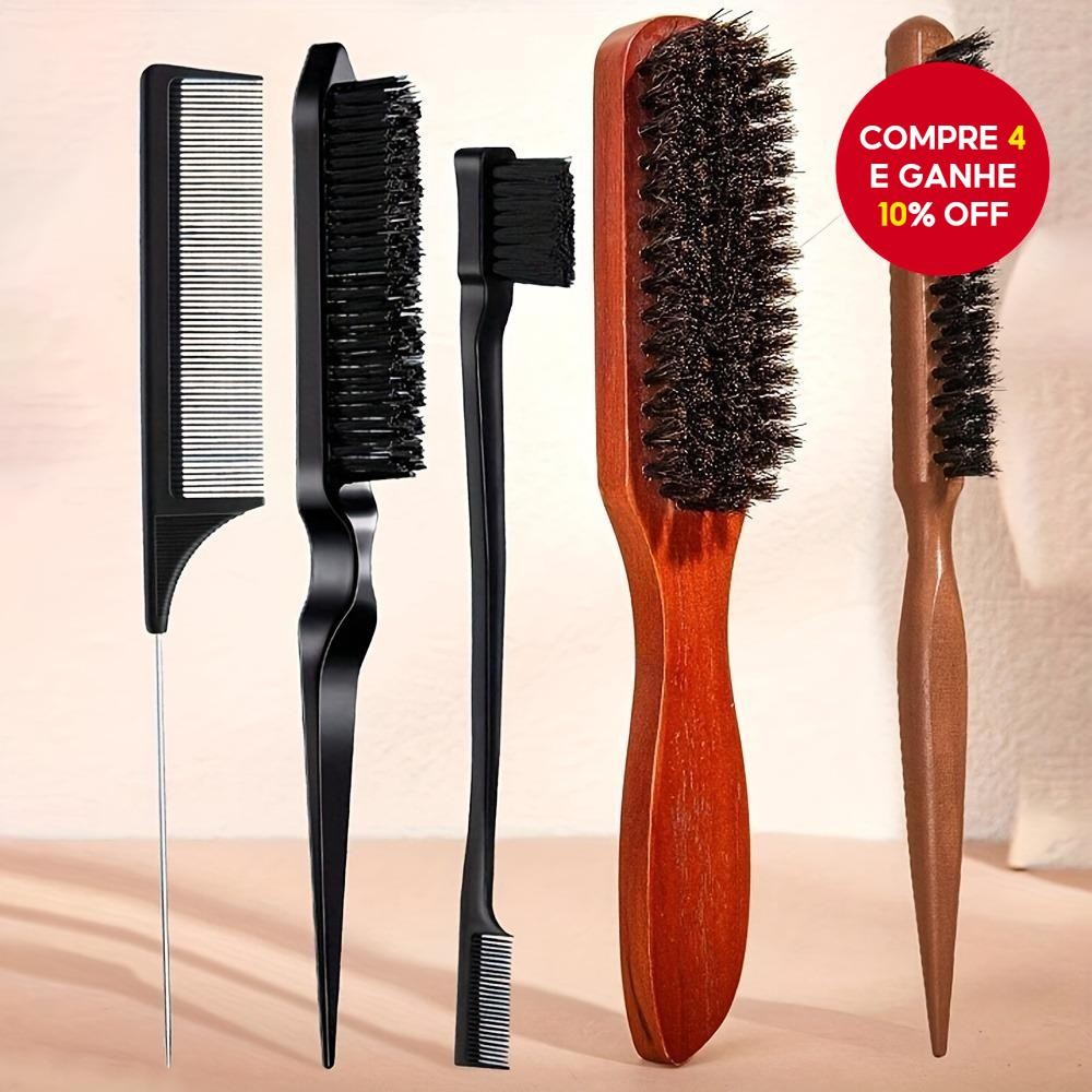 Escova De Cabelo 5 Peças Conjunto Unisex Adulto Ferramentas Estilo Barba Aliciamento Para Cabelos Gr