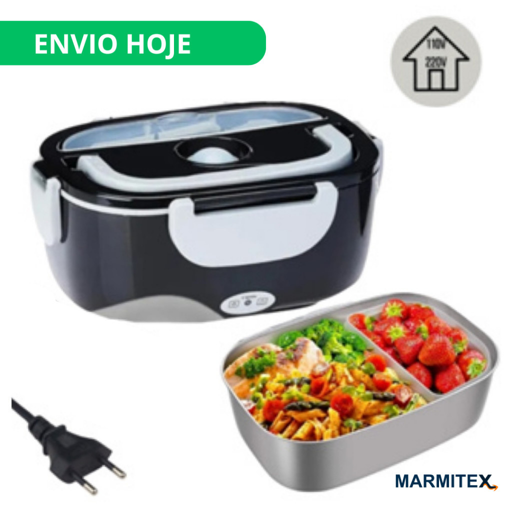 Marmita Marmitex Elétrica Veicular Bivolt – Aquece em 30 Min 110V/220V e 12V/24V Prática e Portátil