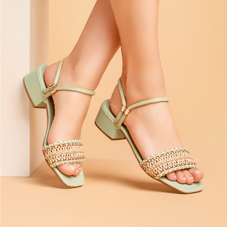 Sandália feminina salto bloco tamanco trança tr�