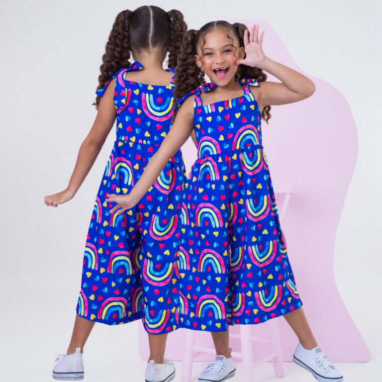 Macacão Menina Juvenil Colorido Tecido Leve Sedin