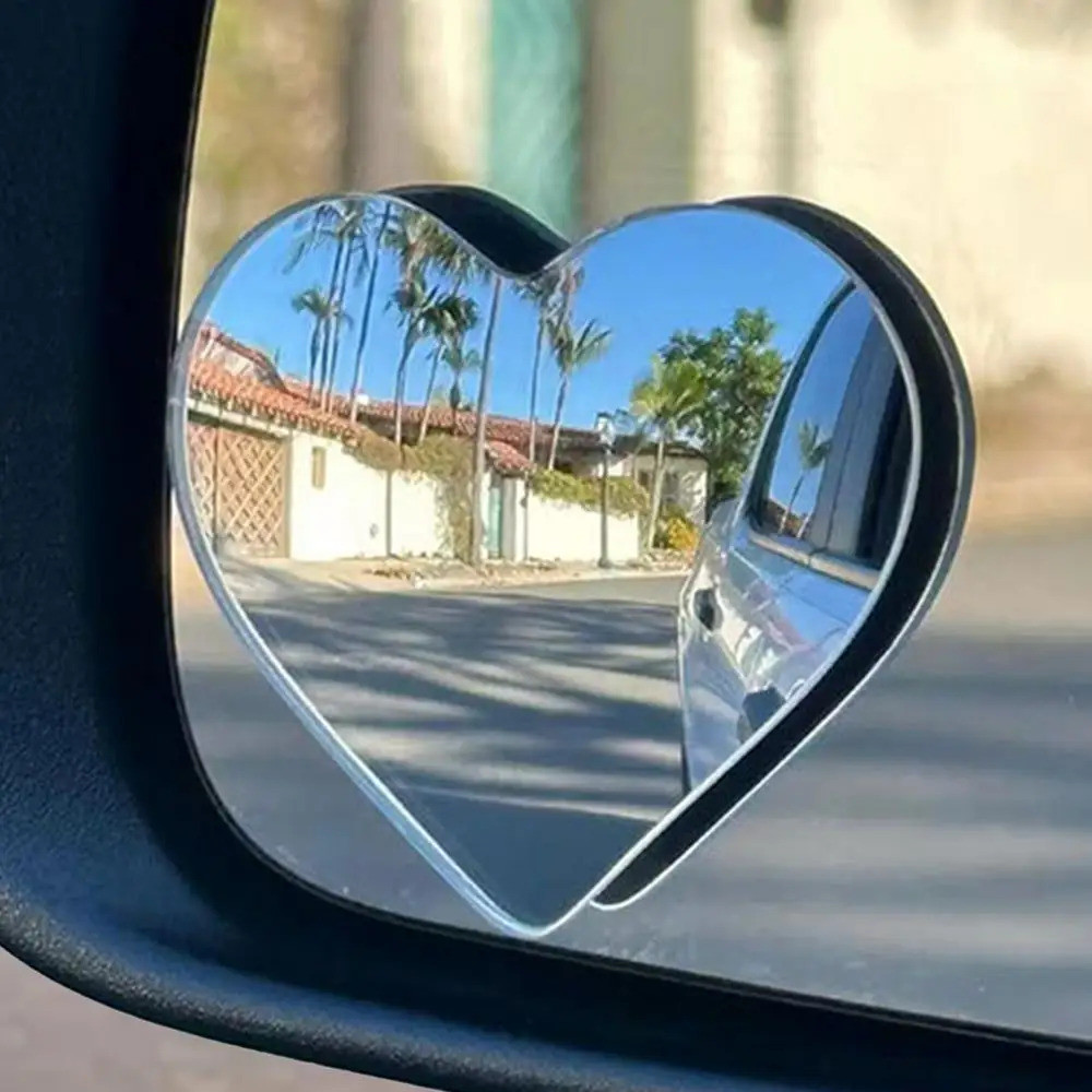 2 Pçs Espelho Retrovisor Lateral Pontos Cegos Em Forma De Coração Bonito Auxiliar Acessórios Do Carr