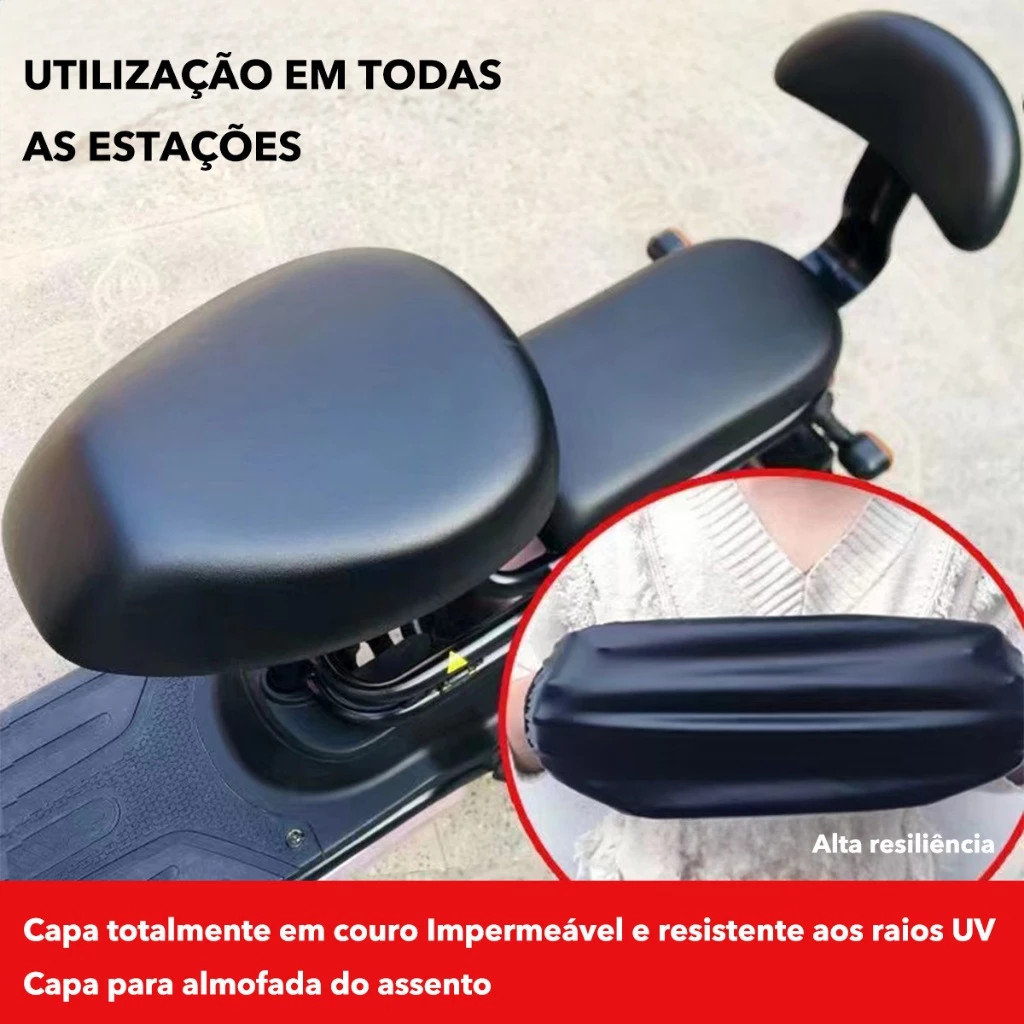 Capa de assento para bicicleta elétrica à prova dágua e à prova de sol, incluindo assento dianteiro