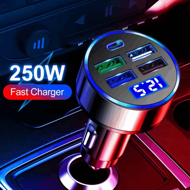 Carregador de carro USB C Tipo C com 5 portas, car