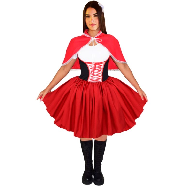 Vestido Fantasia Chapeuzinho Vermelho Adulto Com C