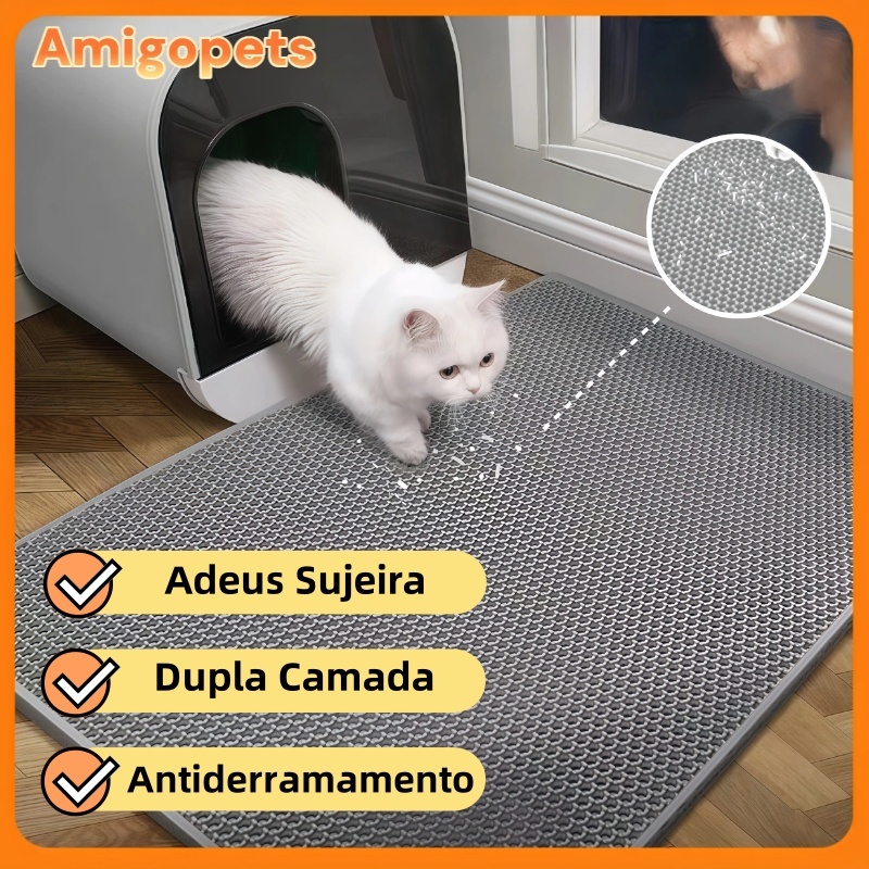 Tapete de Areia para Gatos MODELO CORAÇÃO | Anti Sujeira Impermeável – Coletor Eficiente