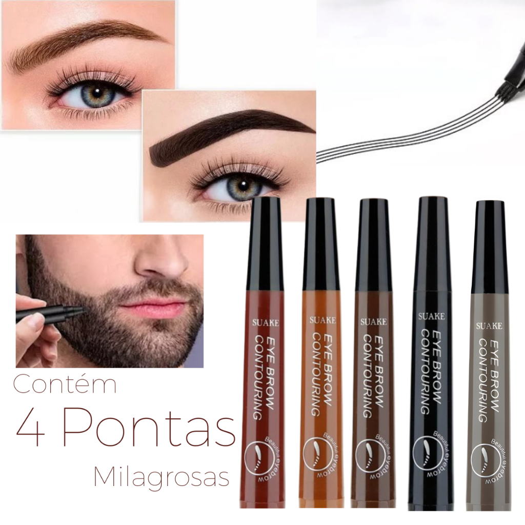 Caneta Sobrancelha Barba à Prova DÁgua Fio a Fio Microblading Tatuagem Lapis 4 Pontas 5 Cores