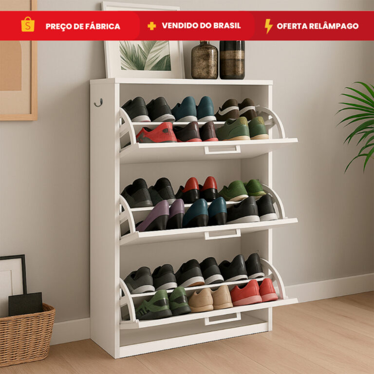 Sapateira Prateleira 3 Andares Organizadora Madeir