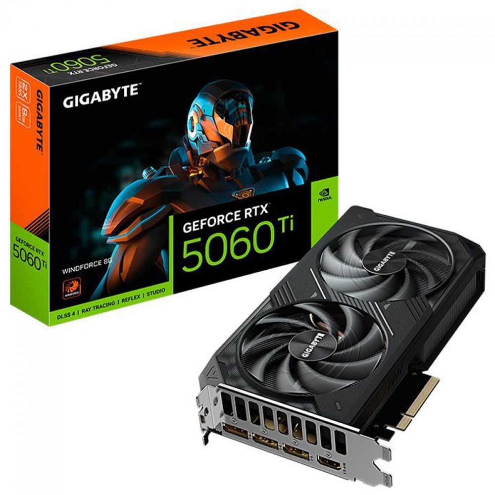Placa de Vídeo NVIDIA GeForce Gigabyte Rtx5060Ti Windforce Oc 8gb Gddr7 128 Bits – Gv-N506twf2oc-8gd