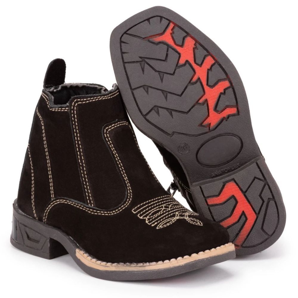 Bota Botinha Botina Infantil Masculina Confortável Com Luz Led Pisca no Solado Moda Agro Zipper Late
