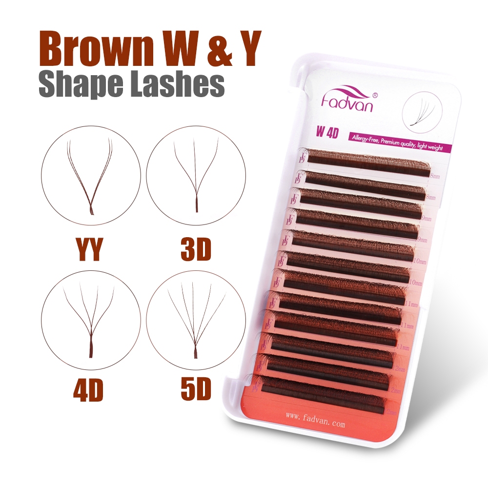 FADVAN Cílios Cor Marrom YY 3DW 4DW 5DW Forma Extensões De Postiços Naturais