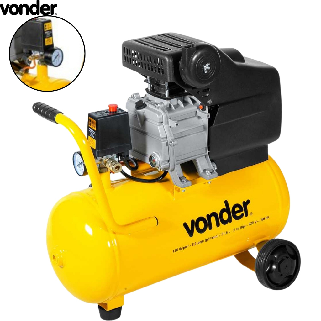 Motocompressor De Ar 21,6l Mcv 216 Vonder Compressor Fase Elétrica Monofásica 220V ou 127V 60 Hz