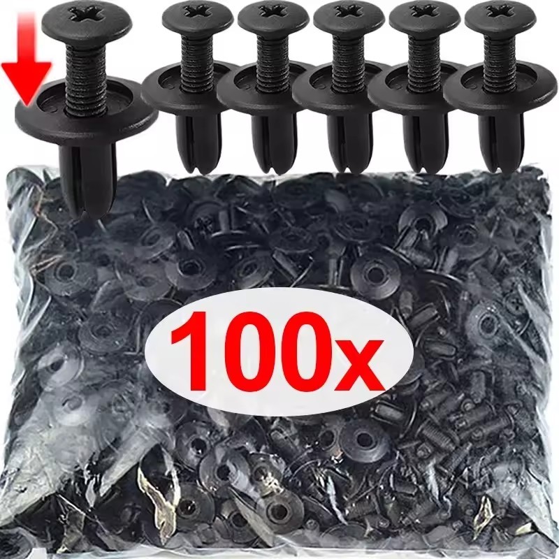 100/40/20 Pçs Fixadores De Plástico Parafusos 8mm Universal Pára-Choques Do Carro Rebites Pretos Pre