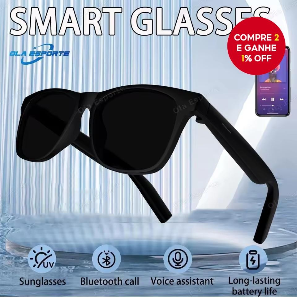 Óculos Inteligentes Sem Fio BLUETOOTH Assistente De Voz Fones De Ouvido Anti-uv Chamadas Musicais De