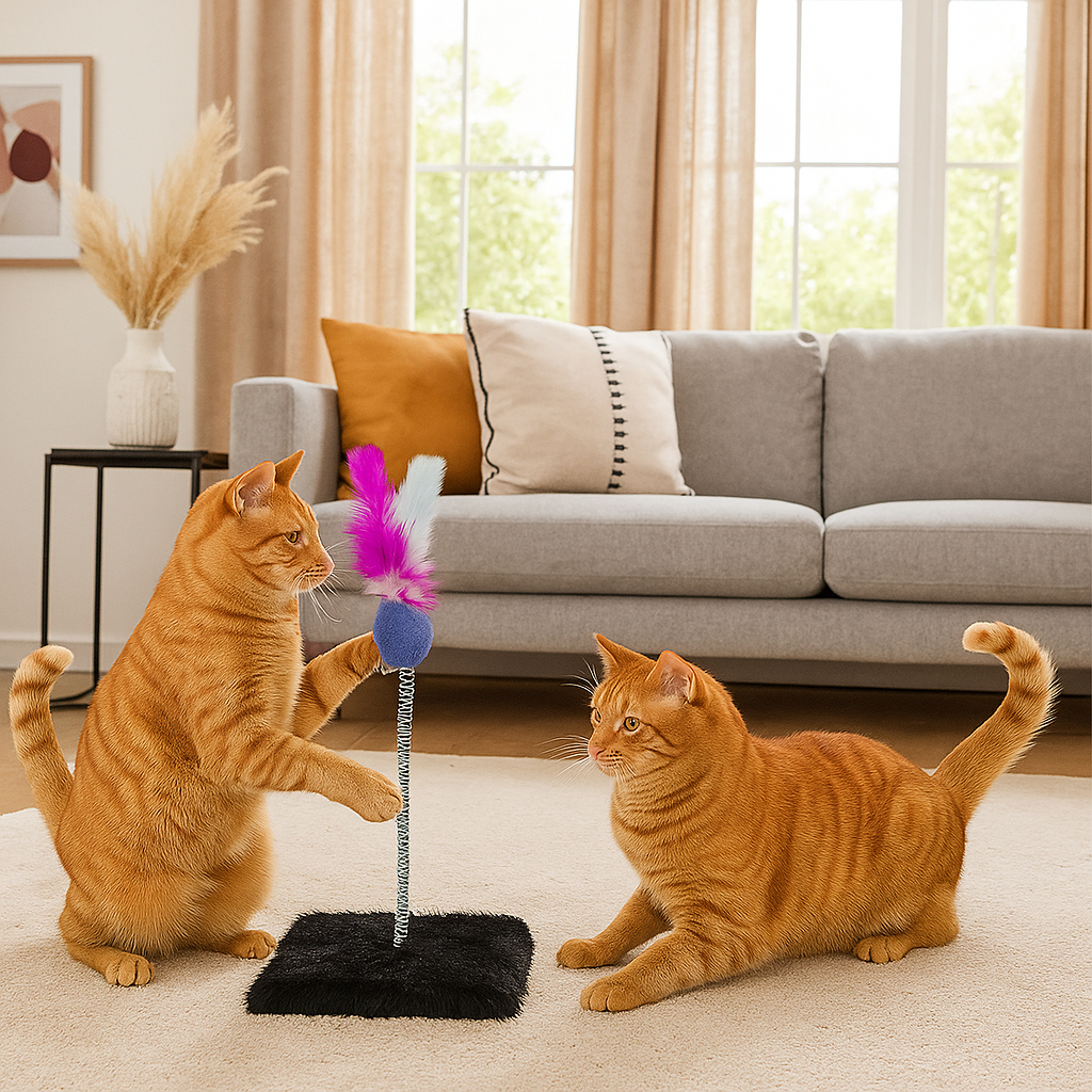 Brinquedo de gato mola estimulante arranhador gatos pelucia de Mola com bolinha