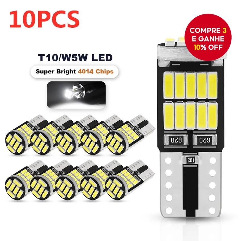 10pcs LED T10 W5W 194 501 Canbus Luz Interior Do Carro Sem Erros 26 SMD 4014 Lâmpada Branca Pura