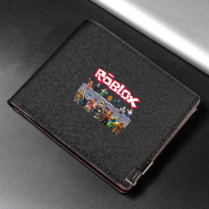 Roblox Carteira Infantil Cartoon Impressão Menino Lona Estudante Zíper Com Cartão De Banco Moeda