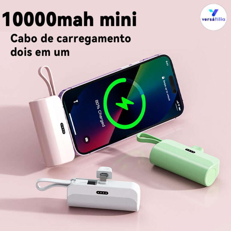 Carregador portátil 2em1: bateria de 10000mAh + B