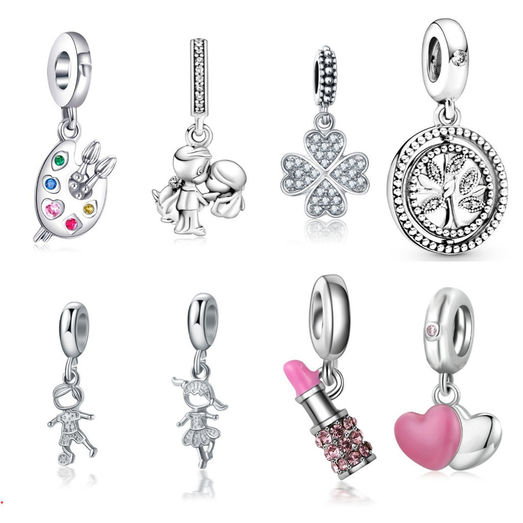 Berloque Encantos Prata 925 Trevo Mar Tartaruga Cereja Acessórios Pulseira Contas Amantes Diamante I