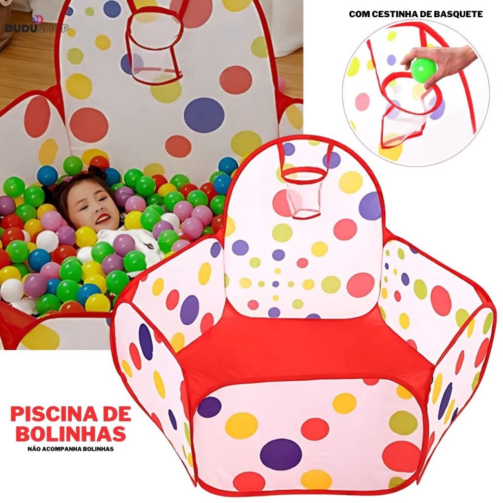 Piscina De Bolinha Tapete Acqua Bebes Piscina com Cesta Colorida 120cm Cesto Basquete  Desmontável