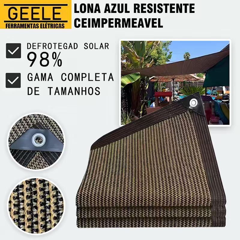 castanho /Amarelo castanho Tela Sombreamento 98% para Garagem e Piscina, Proteção UV e Instalação Rá