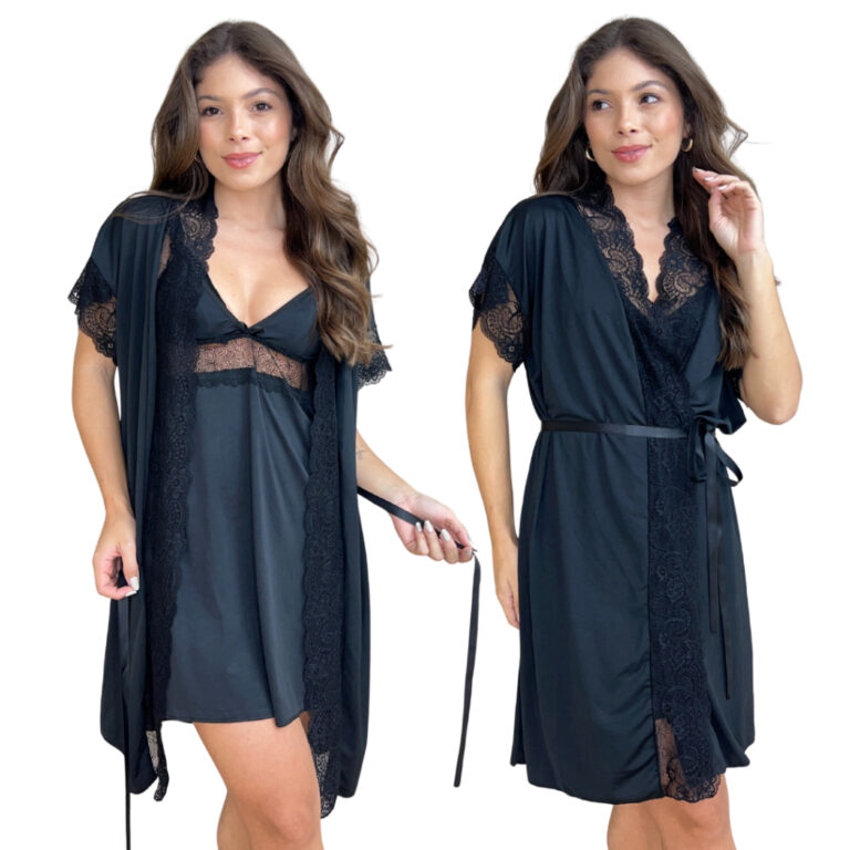 Kit Camisola Amamentação e Robe Pós Parto Saíd