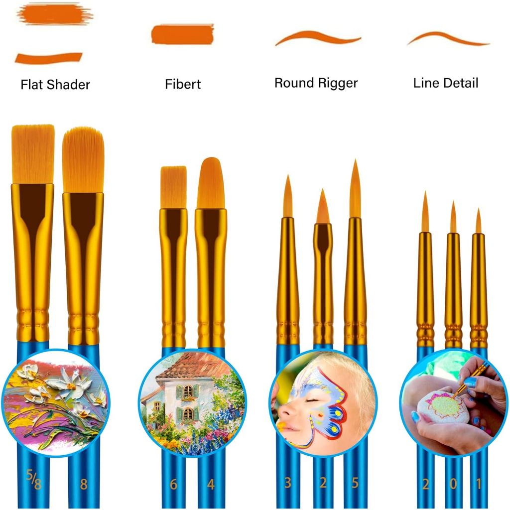 Conjunto de pincéis de 10 peças com cerdas macias adequadas para pintura a óleo, pintura em aquarela