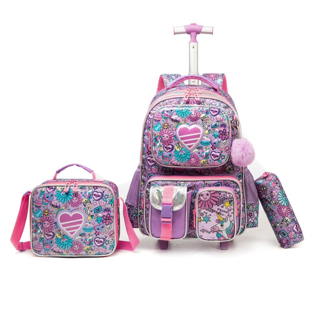 Kit Mochila Crosswave Estojo Lancheira Estampa Divertida