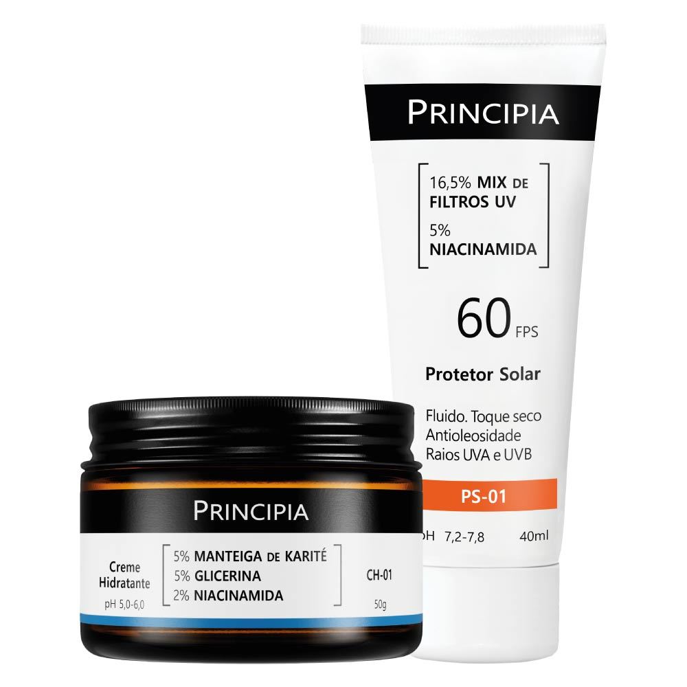 Principia Kit Dupla Diária Todo Tipo de Pele c/ Protetor Solar PS-01 FPS 60 + Creme Hidratante CH-01