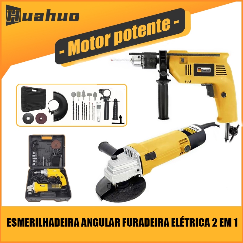 Kit Furadeira / Parafusadeira E Lixadeira / Esmerilhadeira Com 24 Peças E Maleta Tools