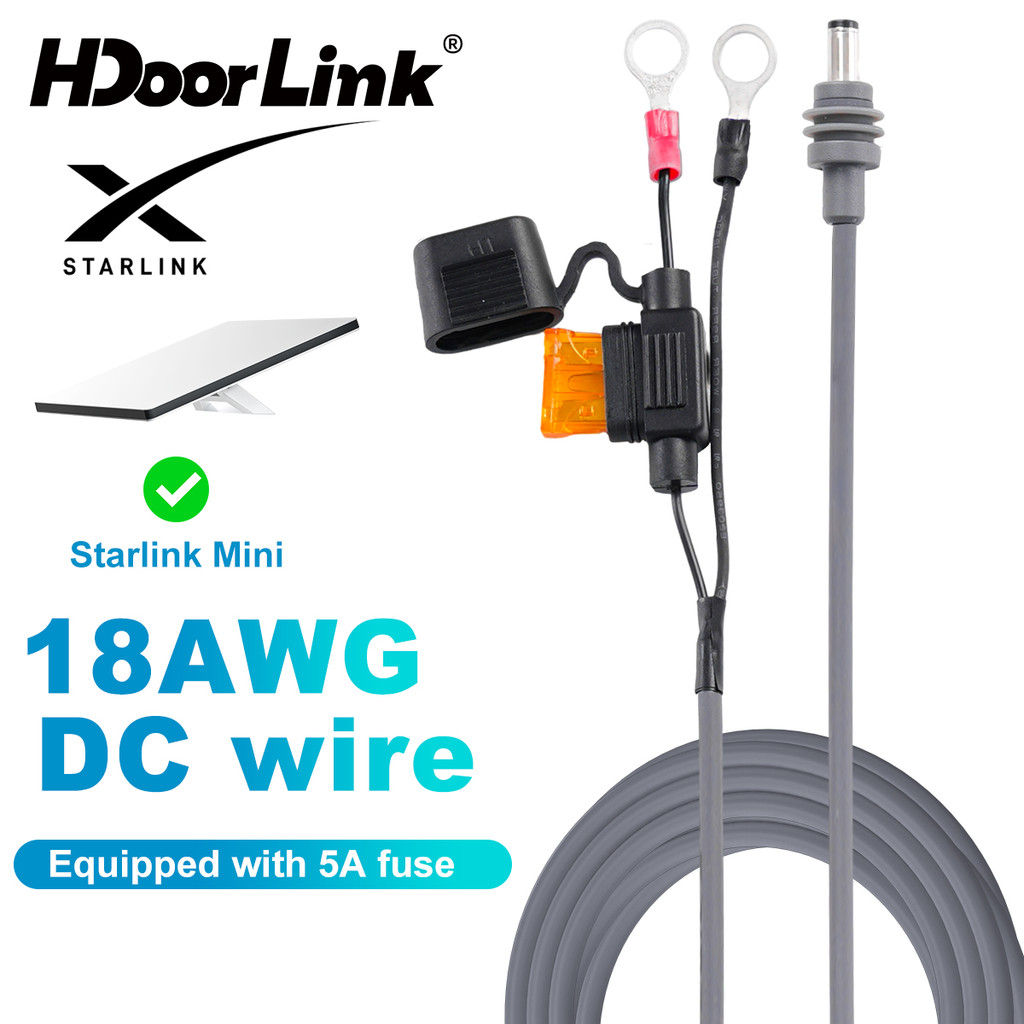 HdoorLink Para Starlink Mini Cabo De Alimentação 18AWG Chicote De Extensão De Fiação Com Suporte De