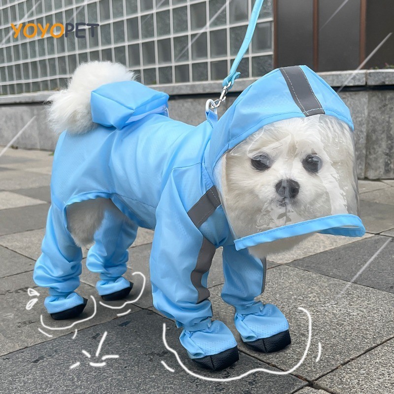 Tração Filhote De Cachorro Capa De Chuva De Quatro Patas Impermeável Com Tudo Incluído Cão Pequeno P