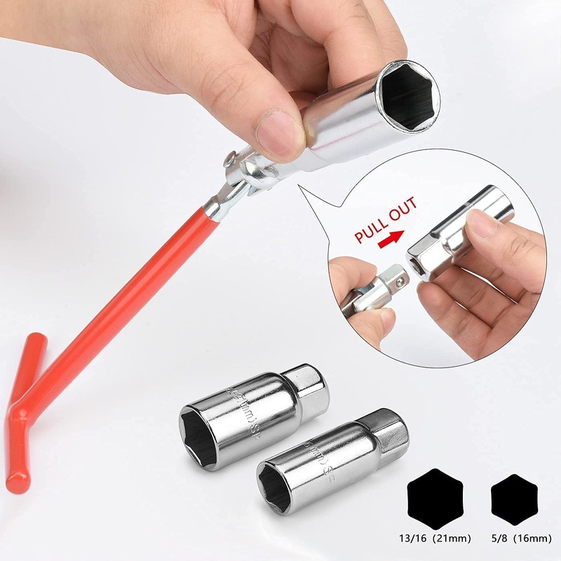 kit Jogo Chave De Vela cromada Articulavel Com Soquete E Encaixe 16 E 21MM Automotiva Veicular