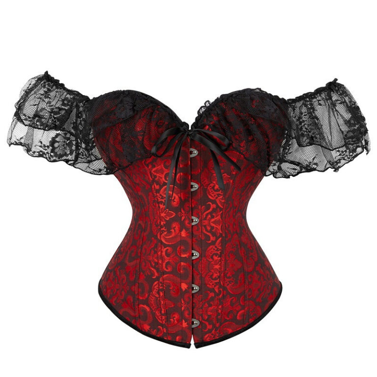 Moda Jacquard Gótico Underbust Topos Feminino Ofe