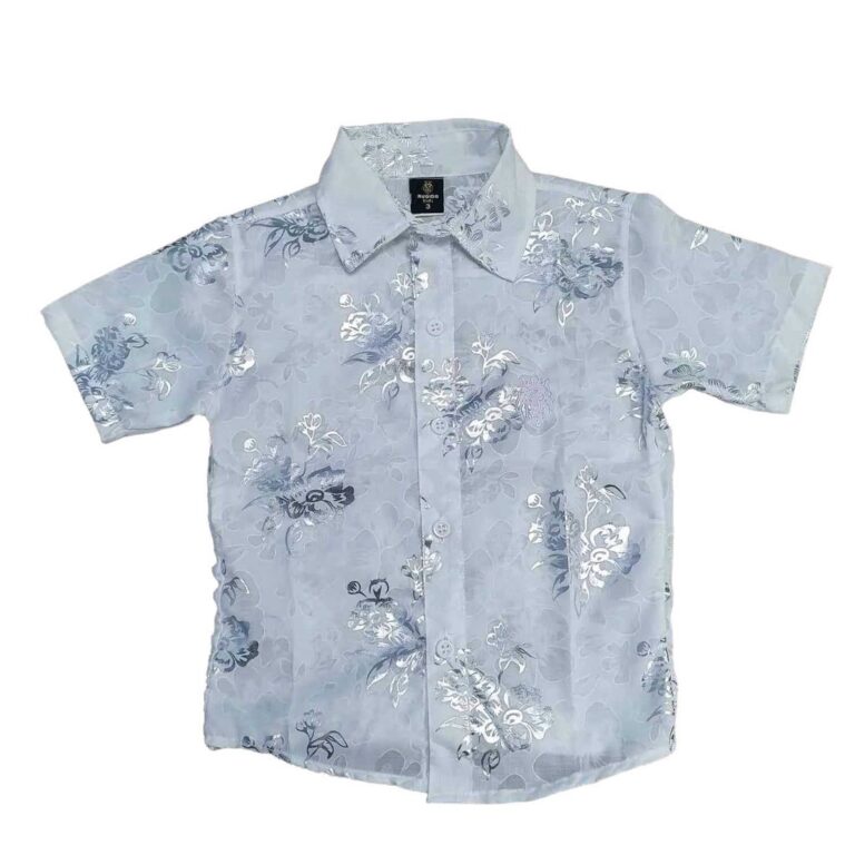 Camisa Floral Manga Curta Branca Infantil