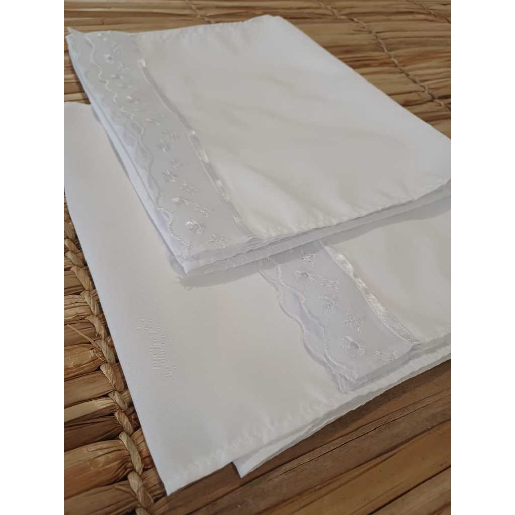 ROUPA RELIGIOSA UMBANDA CADOMBLÉ OJÁ PANO DE CABEÇA BASICO RETO COM BORDADO BRANCO 2M