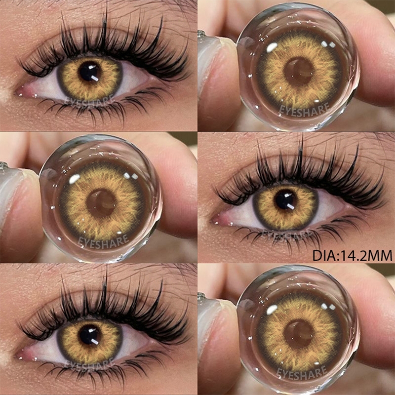 Eyeshare 2 Peças De Lentes De Contato Marrom/Cinza Para Olhos , Coloridas De 14.2 Mm , Envio Cosméti