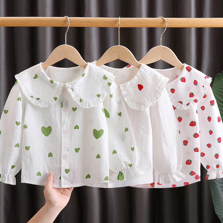 Meninas camisa do bebê de manga comprida primaver