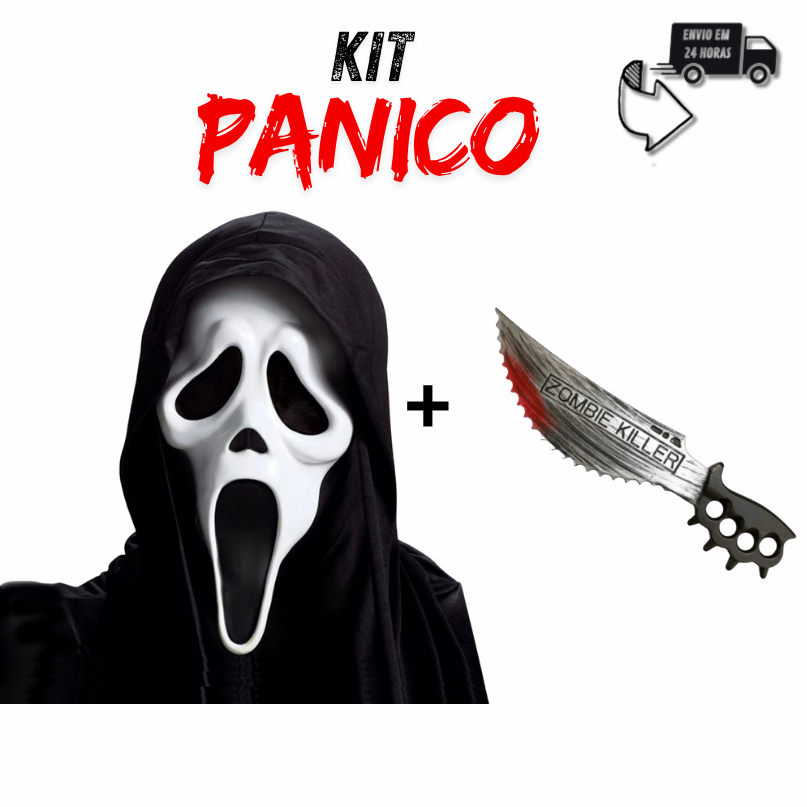 Kit Pânico Assustador com Faca, Sangue e Elementos de Terror para Situações de Emergência