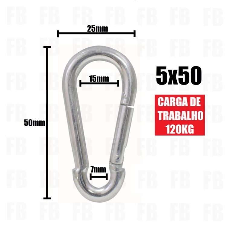 Mosquetão 5×50 profissional aço galvanizado