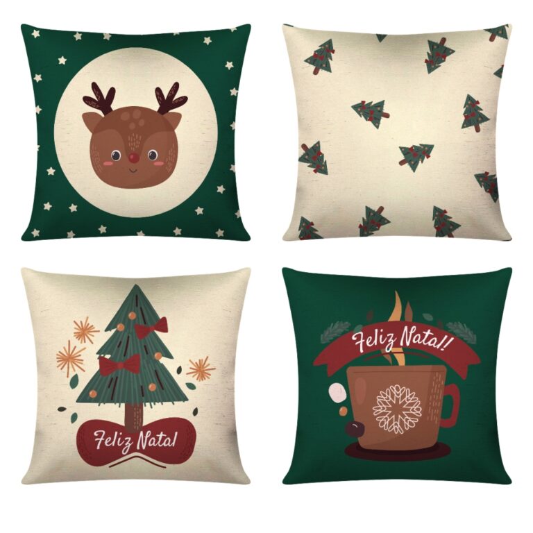 Kit C/ 4 Capas De Almofada Feliz Natal