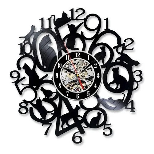 Gatos 02 – Relógio Disco De Vinil Decoraç�