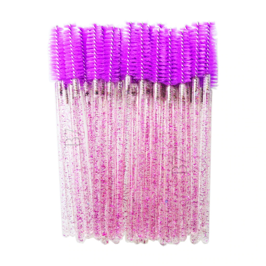 Escovinhas Roxa Glitter Para Cílios Limpeza Descartável Extensão Sobrancelha