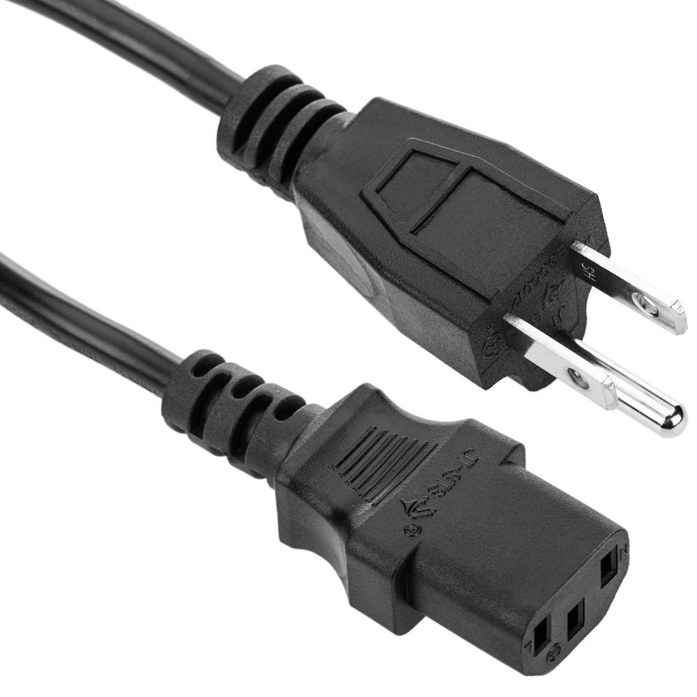 Cabo de Força 1,8 Metros. Conectores: 1 x Plug macho 2P+T 180. NEMA 5-15P (padrão antigo) + Plug Fêm