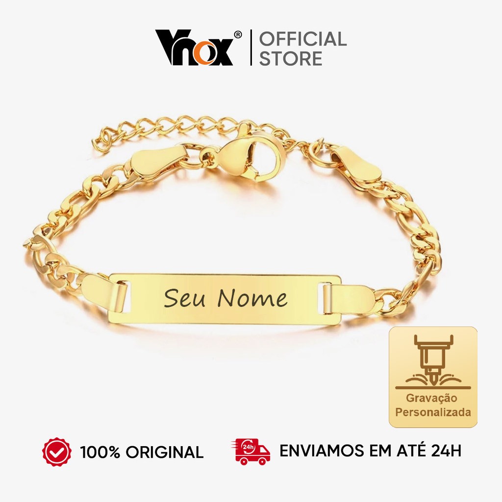 Vnox Pulseira Personalizada De Aço Inoxidável Banhado A Ouro De Jóias PersonalizadasGarota Menino An