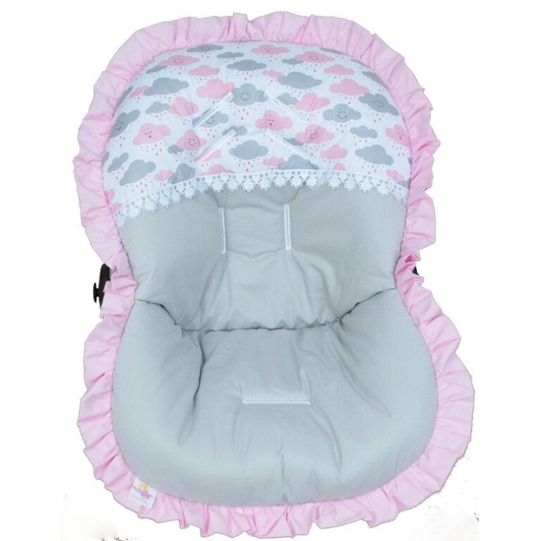 Capa para Bebê Conforto Nuvens Rosa e Cinza