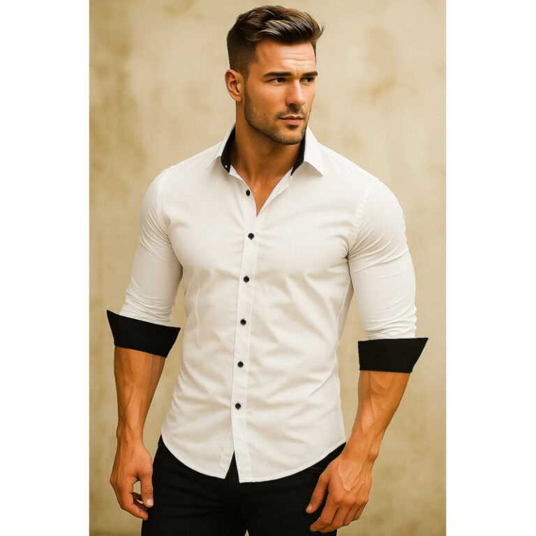 Camisa Masculina Slim Fit Luxo Detalhe Interno gol