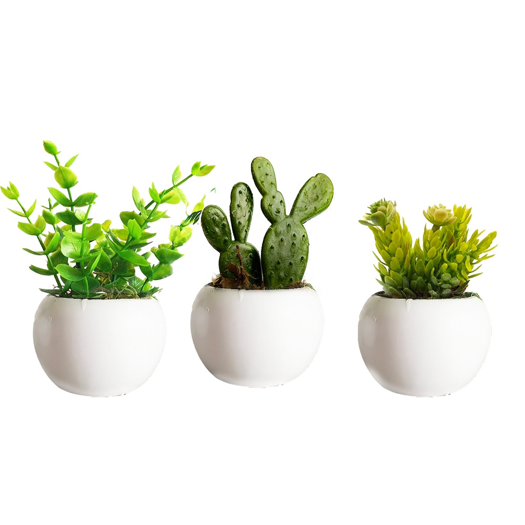 Kit 3 mini Vasinhos Plantinhas Artificiais Para Decoração